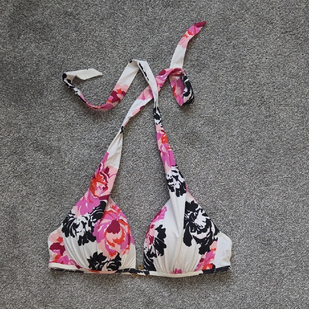 Victoria's Secret Pink and Black Floral Bikini Top